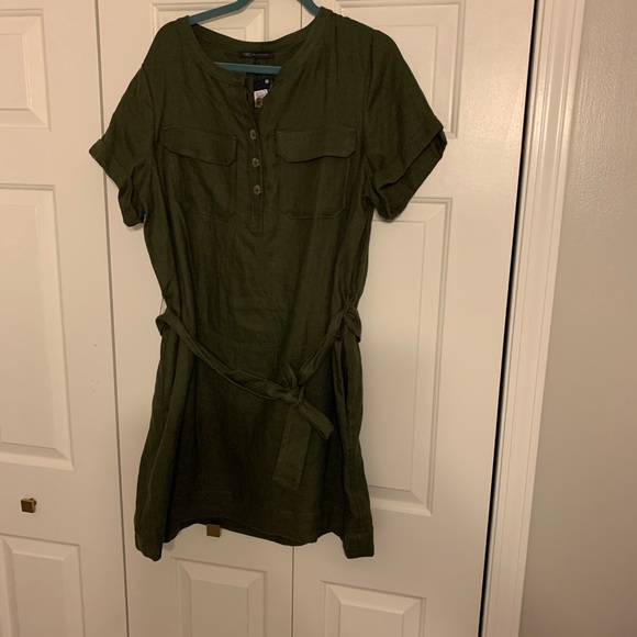 olive green linen dress